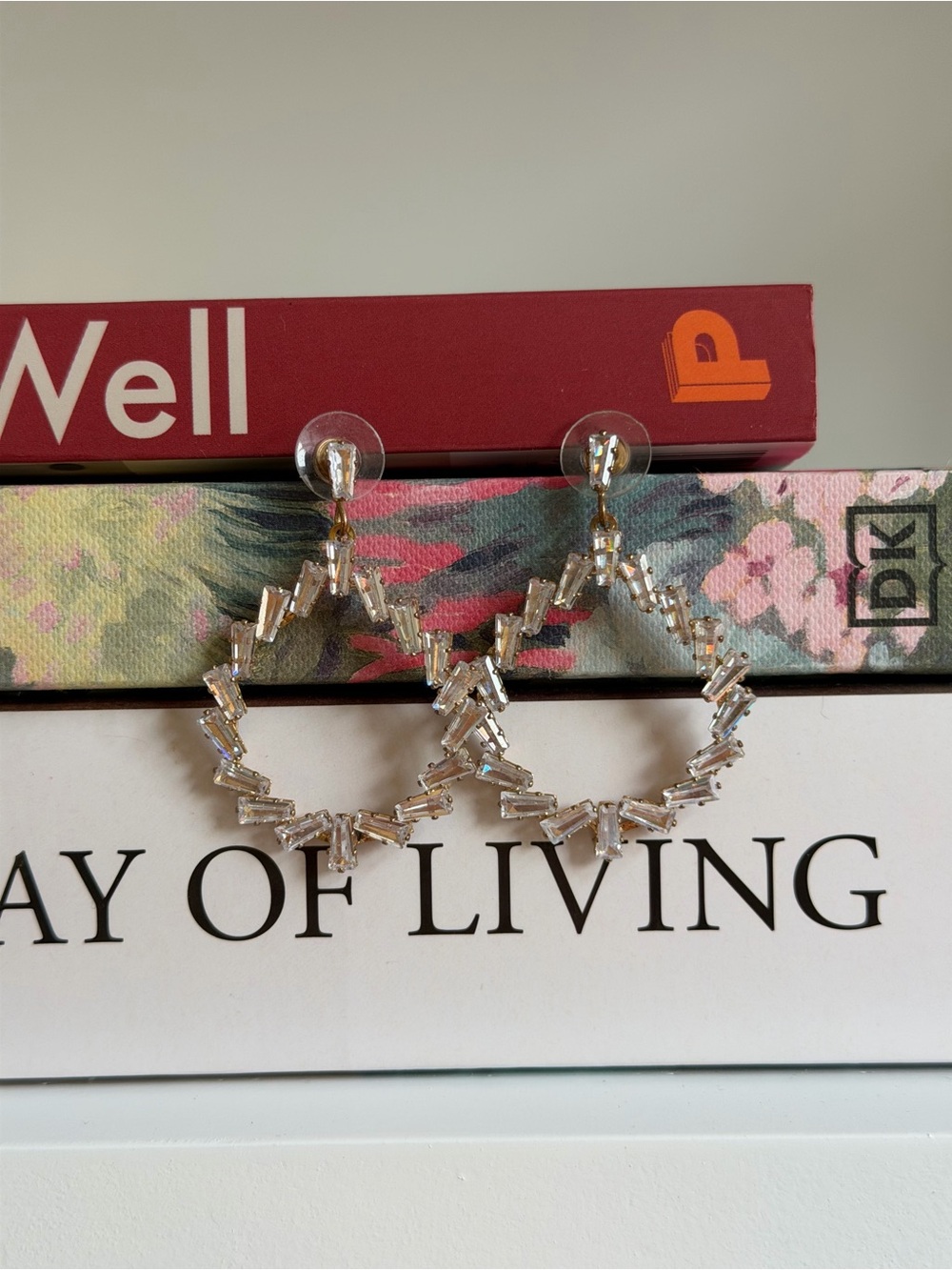 Crystal Baguette Hoop Earrings - Clear/Silver